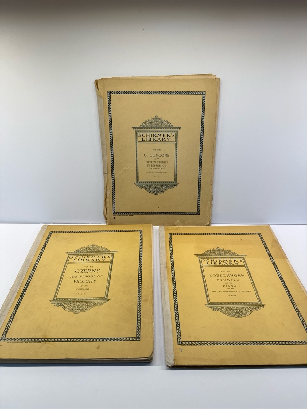 Schirmer's Library Vintage Piano Method Books Lot of 3 volumes Piano  book study